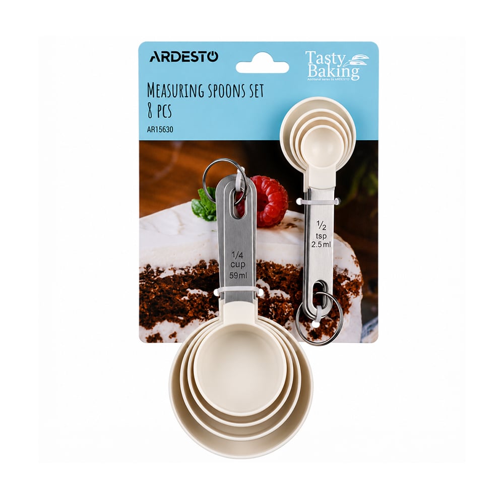 Набір мірних ложок Ardesto Tasty Baking світло-сірий, 8 шт (AR1563G)